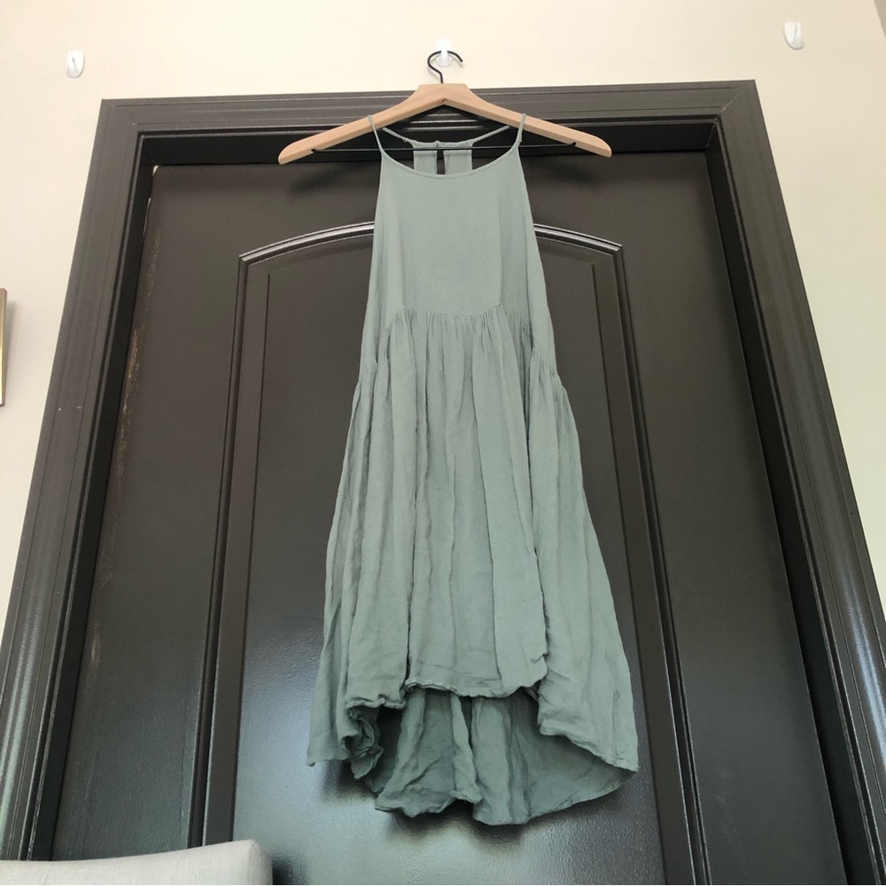 Wishlist lightweight flowy boho pastel olive green mini dress with keyhole back